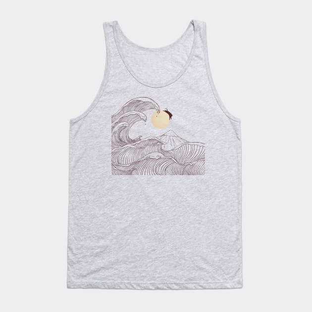 The great wave of black cat moonlight Tank Top by Chewbarber